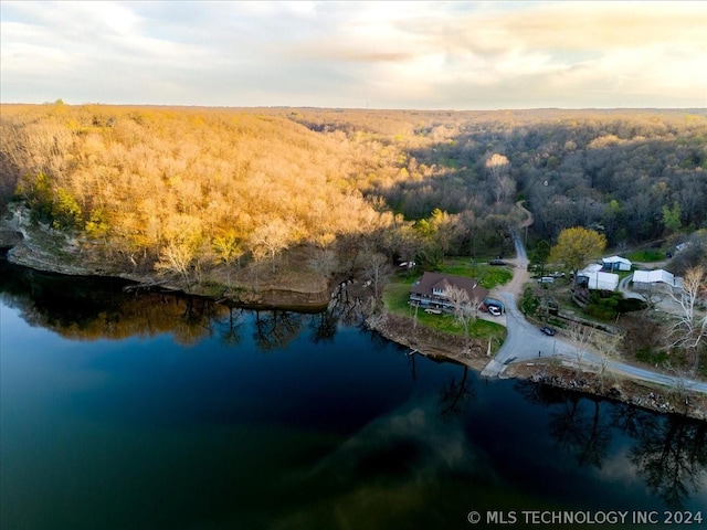 9212 N 447th Rd, Spavinaw, OK 74366 - aerial view featuring a water view and a view of trees