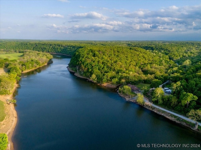 9212 N 447th Rd, Spavinaw, OK 74366 - aerial view with a water view and a wooded view