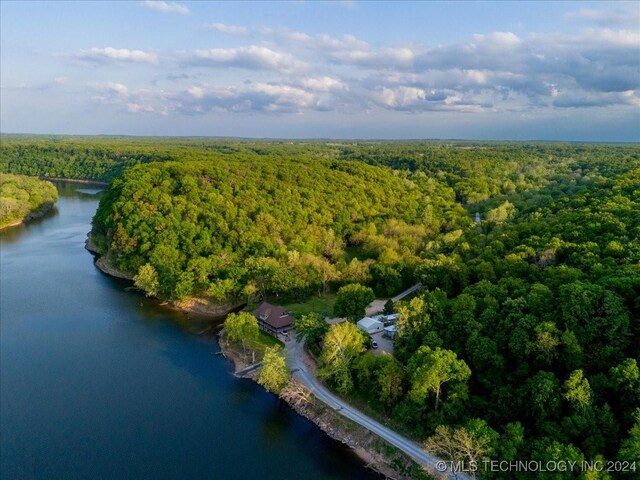 9212 N 447th Rd, Spavinaw, OK 74366 - aerial view featuring a water view and a view of trees