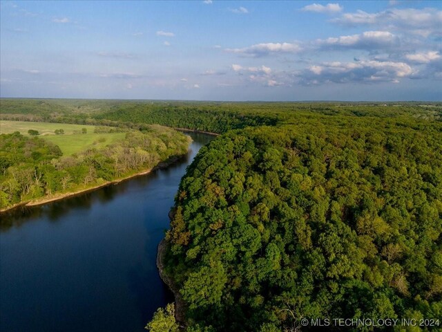 9212 N 447th Rd, Spavinaw, OK 74366 - drone / aerial view featuring a water view and a forest view