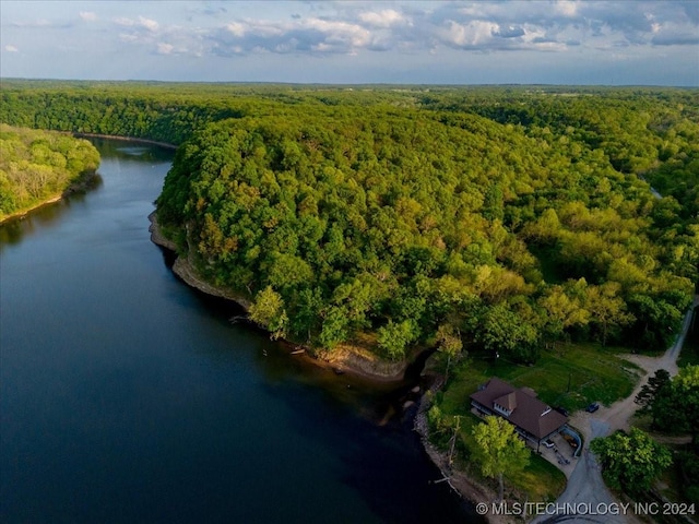 9212 N 447th Rd, Spavinaw, OK 74366 - aerial view with a water view and a wooded view
