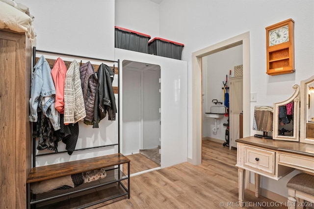 mudroom featuring light wood-type flooring