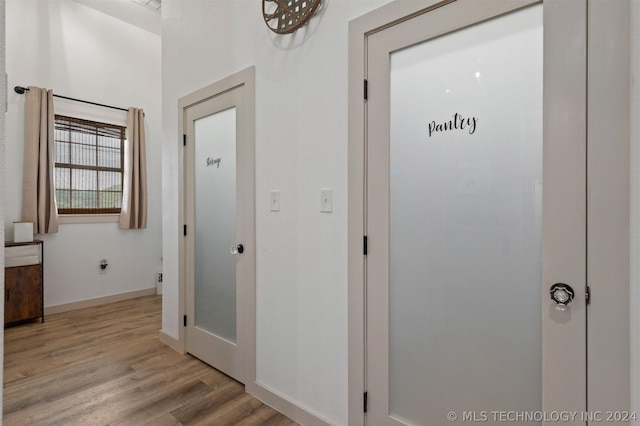 hall featuring wood-type flooring