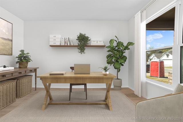 office featuring light hardwood / wood-style flooring