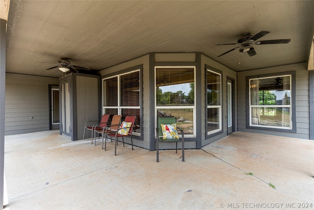 view of patio with ceiling fan