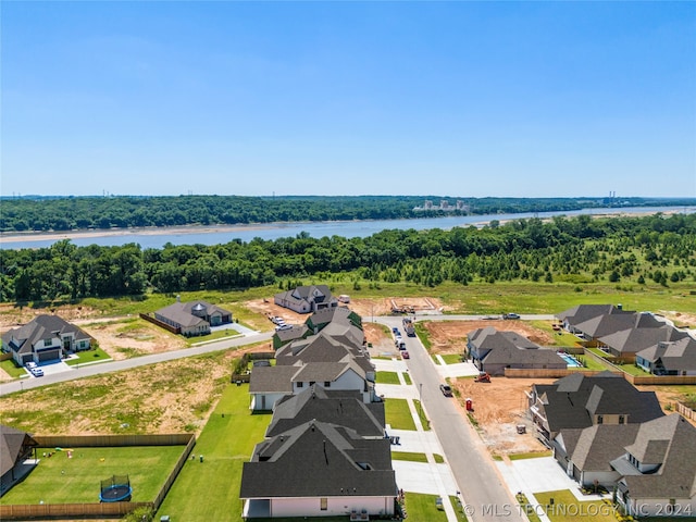 bird's eye view featuring a water view