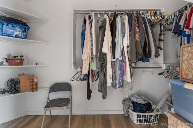 spacious closet featuring hardwood / wood-style floors