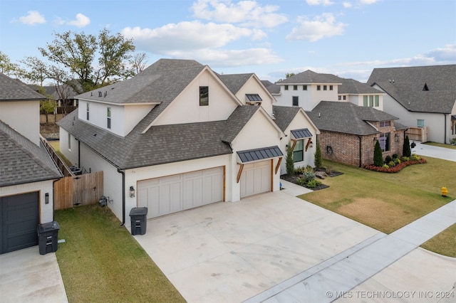 view of front of property with a front lawn