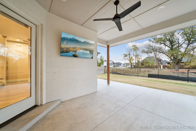 view of patio with ceiling fan