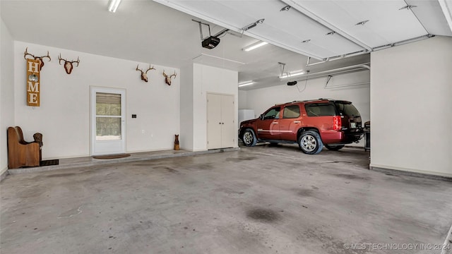 garage with a garage door opener