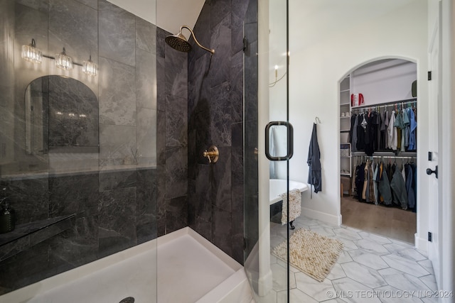 bathroom featuring walk in shower