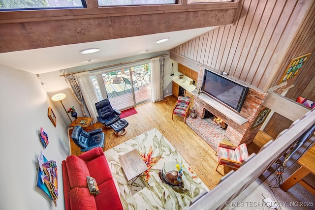 living area featuring wood finished floors