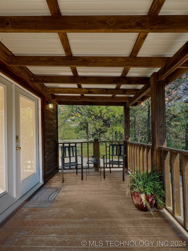 wooden deck with covered porch