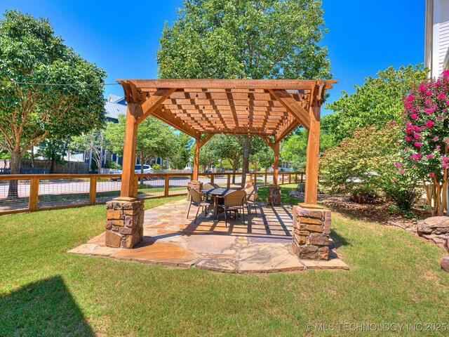 exterior space with a pergola