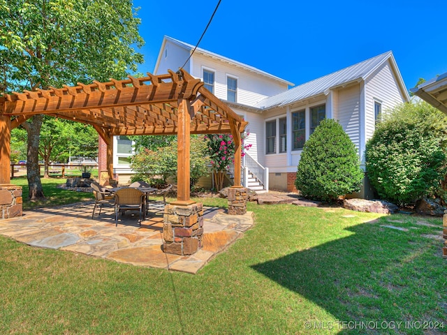 exterior space with a pergola and a patio