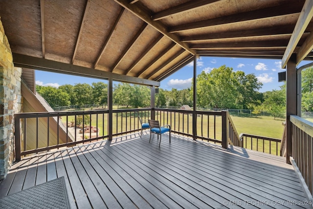 deck featuring a yard