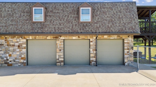 view of garage