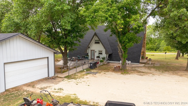 view of front of property with a garage