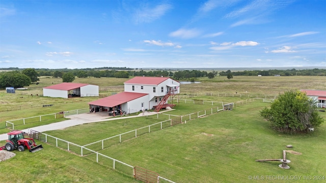 aerial view featuring a rural view