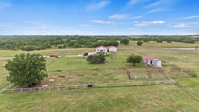 bird's eye view with a rural view