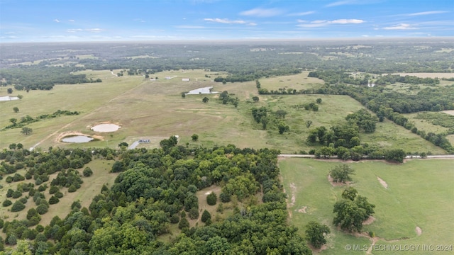 birds eye view of property featuring a rural view