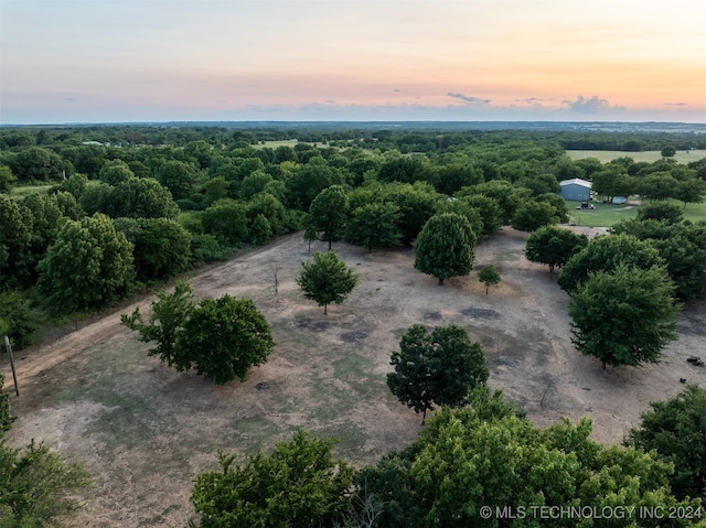 view of aerial view at dusk