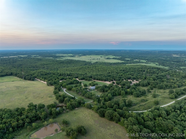 view of aerial view at dusk