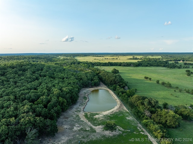 bird's eye view with a rural view and a water view