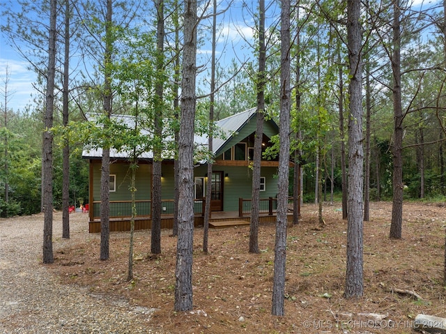 view of play area with a deck