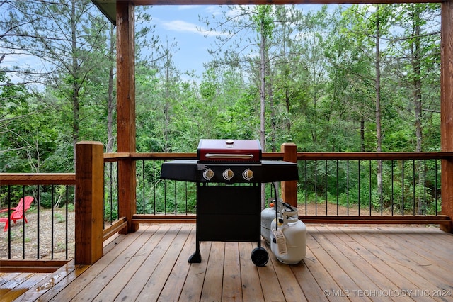 deck featuring grilling area