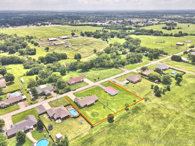 drone / aerial view featuring a rural view