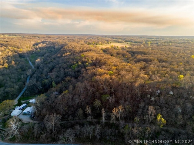 view of aerial view at dusk