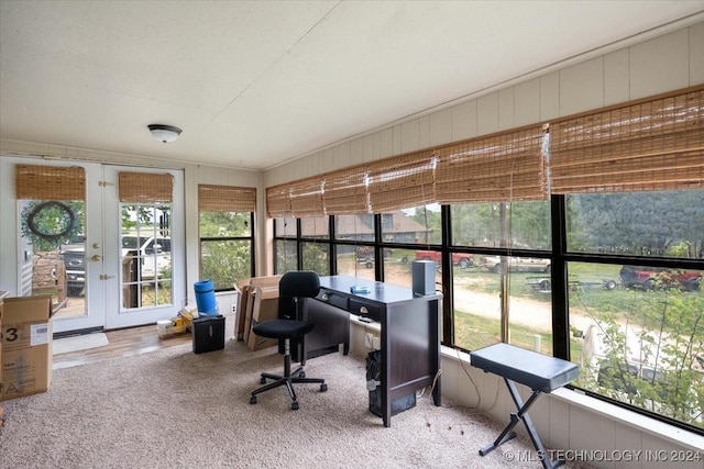 sunroom with french doors