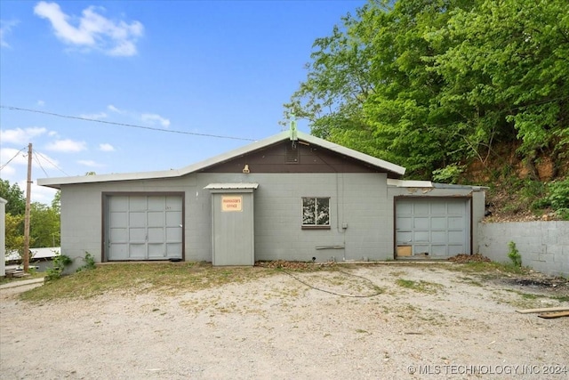 view of garage