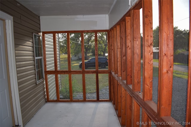 view of unfurnished sunroom