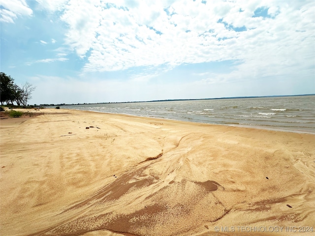 view of water feature featuring a view of the beach