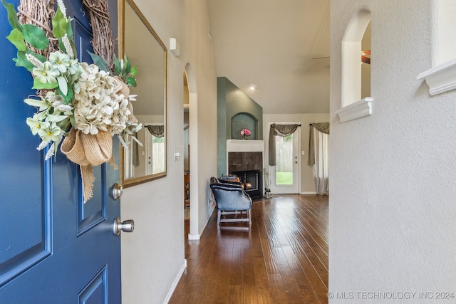 entryway with hardwood / wood-style flooring