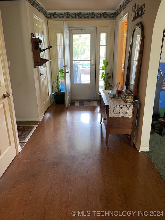 foyer featuring wood-type flooring