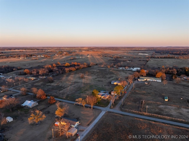 view of aerial view at dusk