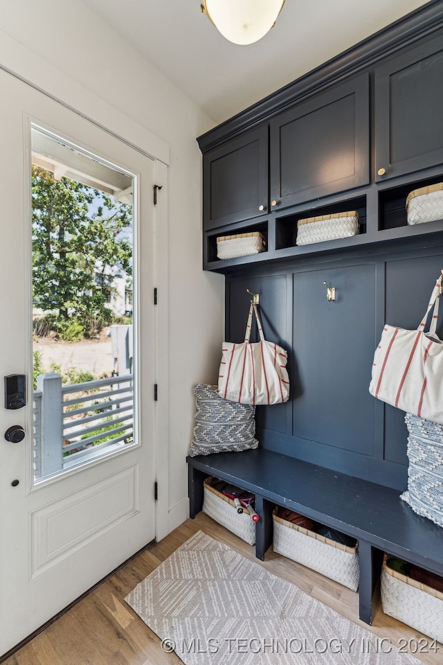 mudroom featuring light hardwood / wood-style floors