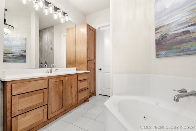 bathroom featuring vanity and tile patterned flooring