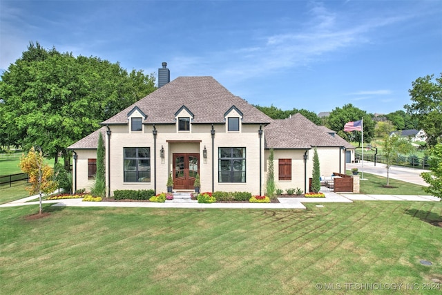 view of front of house featuring a front lawn