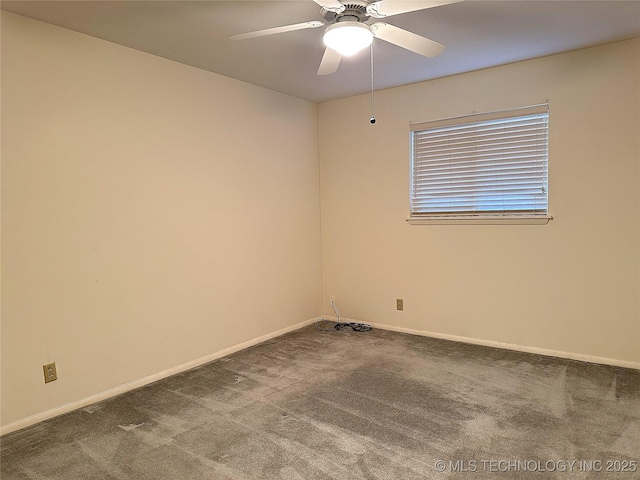 carpeted empty room with ceiling fan