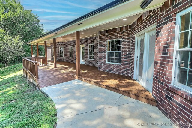 view of patio featuring a wooden deck