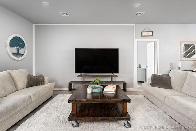 living room with hardwood / wood-style floors