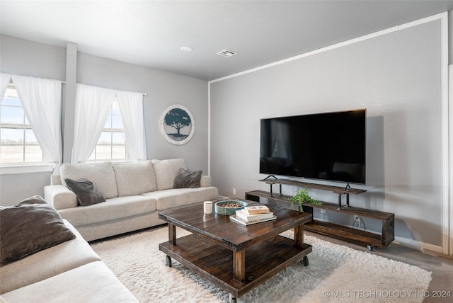 living room with light wood-type flooring