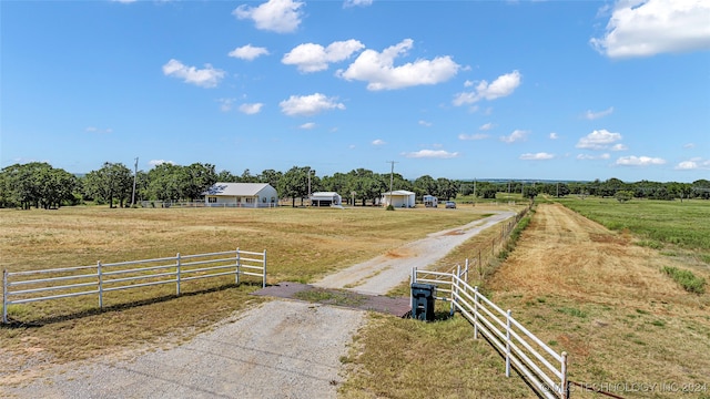 view of road with a rural view