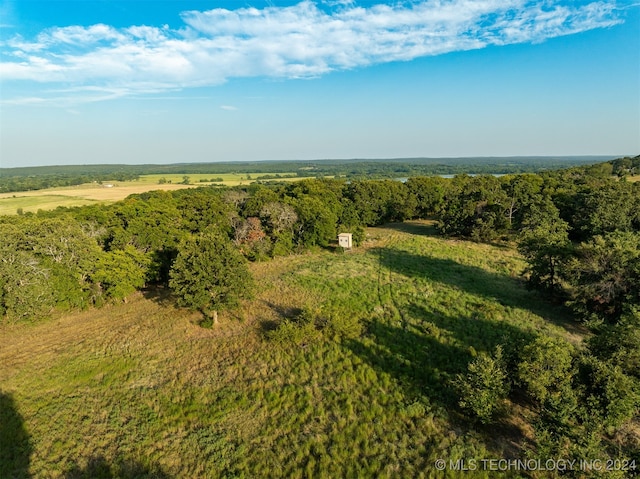 birds eye view of property with a rural view