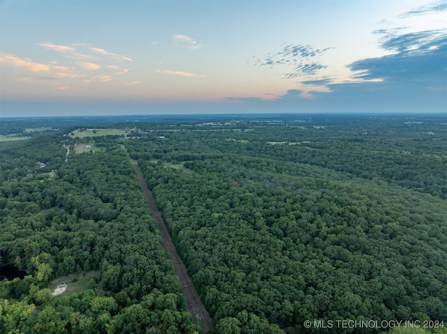 view of aerial view at dusk