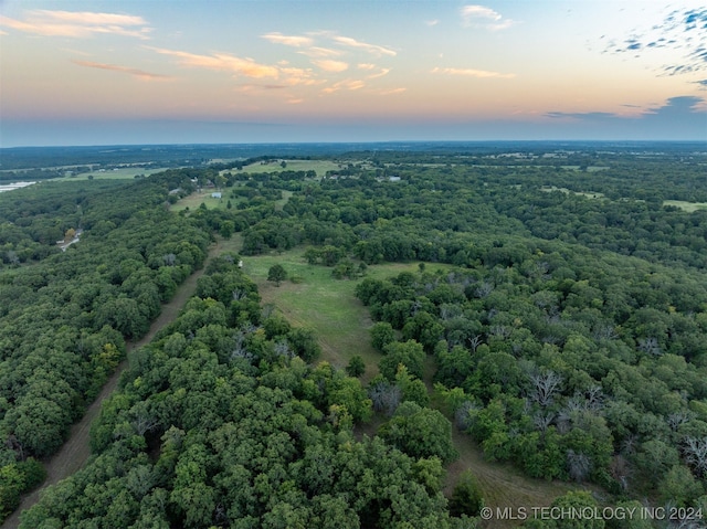 view of aerial view at dusk